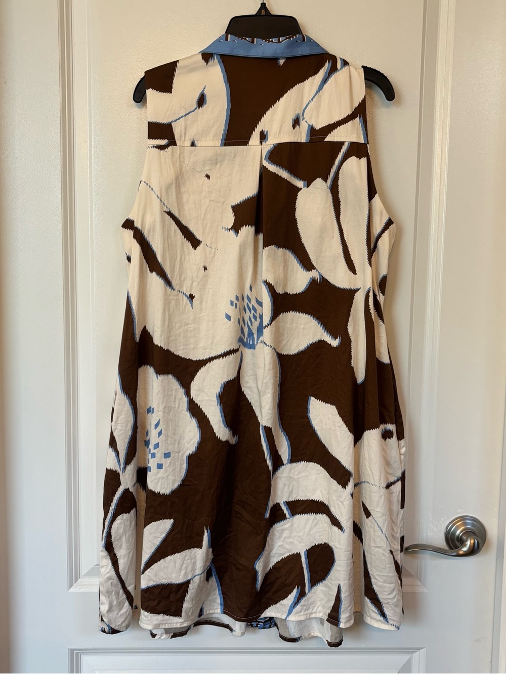Tuckernuck Tan Blue Palm Sleeveless Collared Charlie Dress Size Medium - Picture 8 of 10